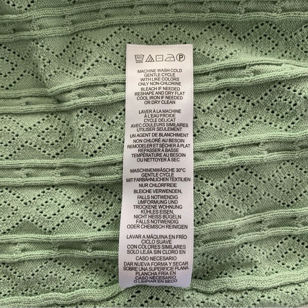 Adrianna Papell M Short Sleeve Mint Green Pastel Pointelle Knit Top - Picture 8 of 8